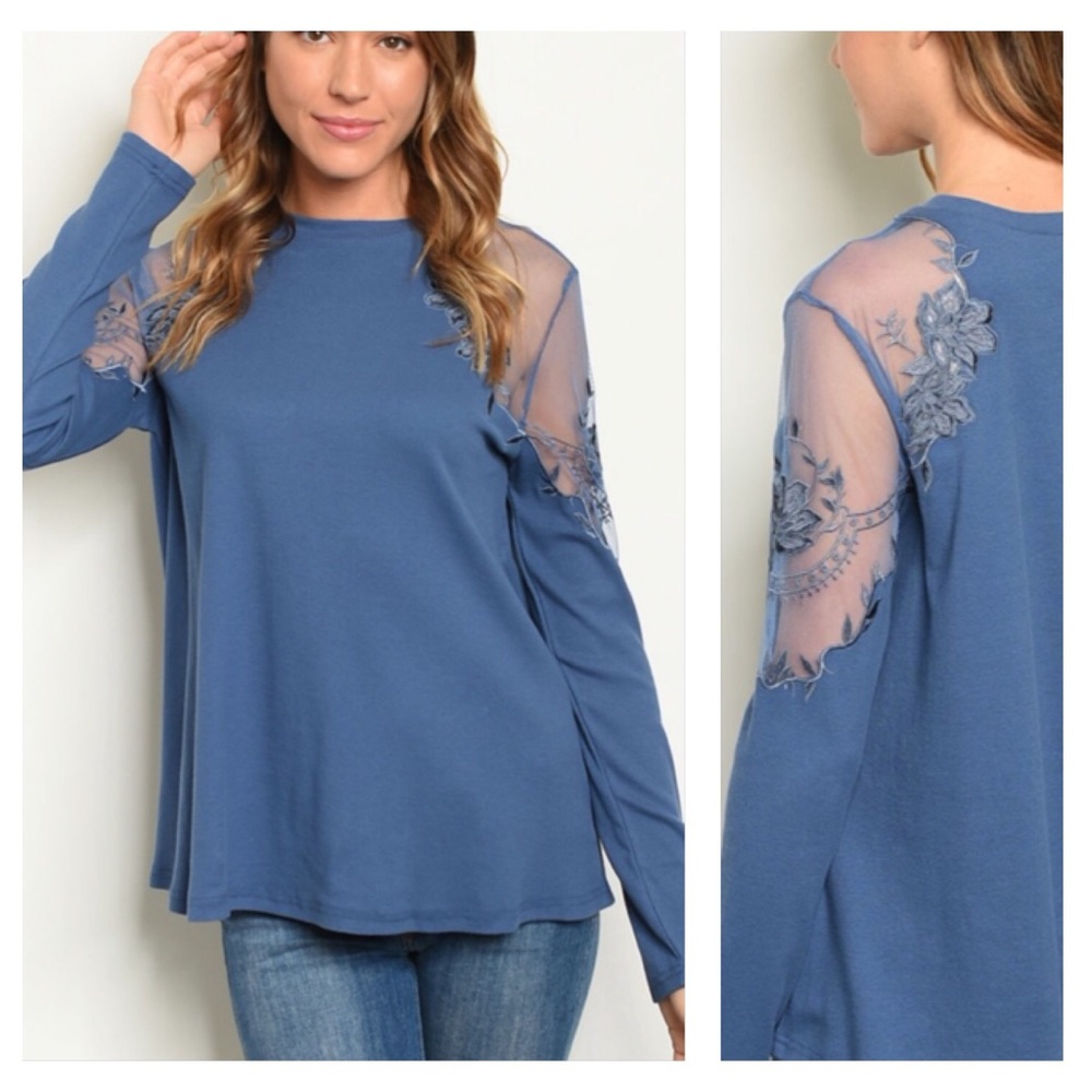 LAST 2! Indigo long sleeved top